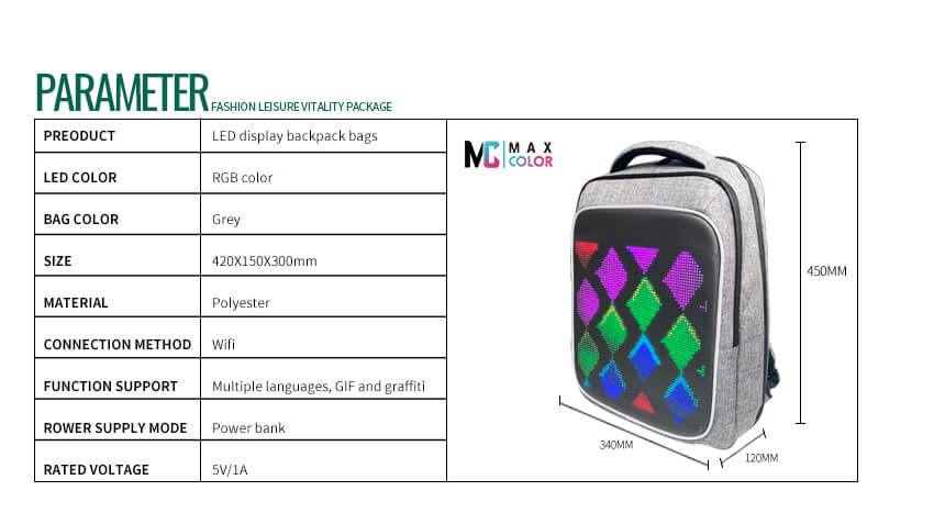 Customized LED Smart Backpack Bag Display Screen - Maxcolorvisual