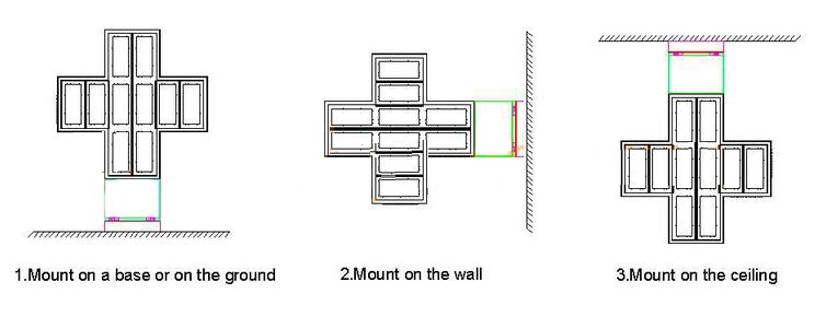 Customized Cross shaped double sided LED Display installation type