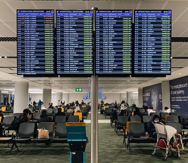 P3 LED display screen in airport waiting hall