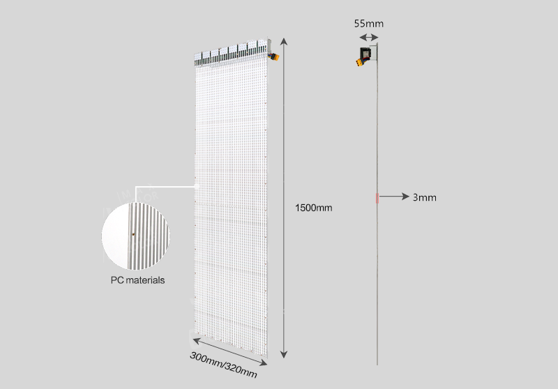 Transparent Led film Screen size