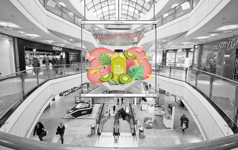 Transparent Holographic LED Display view effect in shopping mall